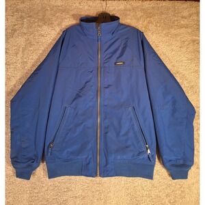 Lands End Mens Squall Jacket Blue Fleece Lined Nylon Bomber S 34-36 RN62830
